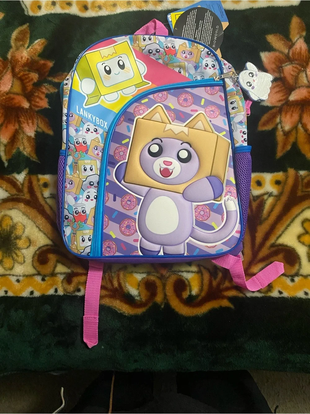Lankybox Purple Kids Backpack with Cartoon Character